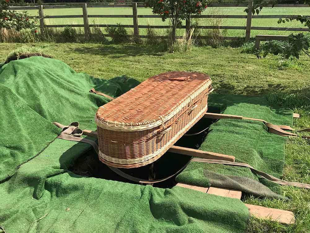 Naturalwickercasket meadow-burial at meadow cemetery UK